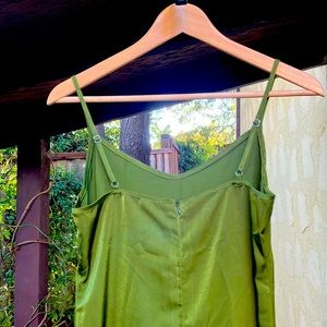 Breezy silk slip dress, minimal and chic. Side slit on left about 11”.